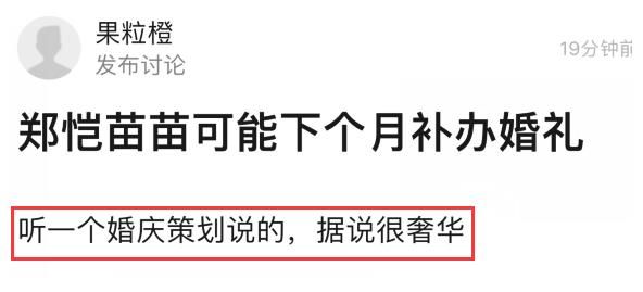 郑恺苗苗被曝下月补办婚礼，婚庆策划透露很奢华！郑恺示爱用心良苦