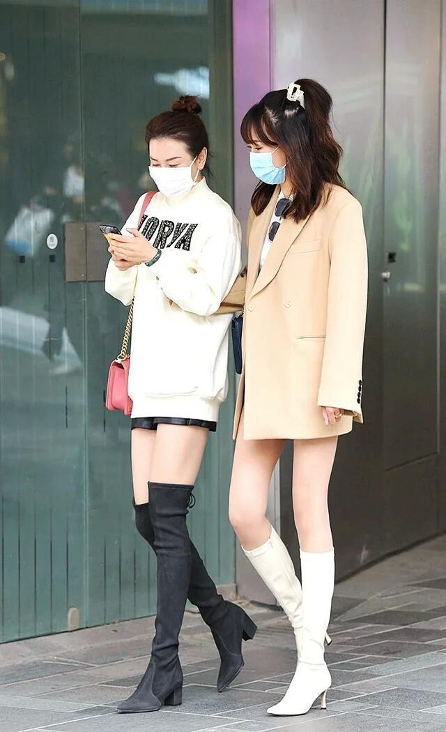 大长腿|街拍:高筒靴,这些美女选高跟的