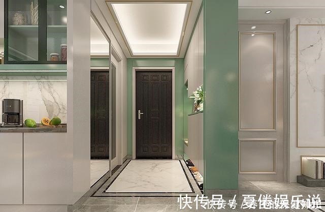 公卫|140平米现代轻奢风格，鞋柜柜体做薄荷绿，一入户就被惊艳到了！