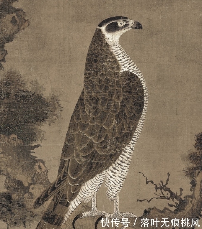 作品&650年前的《柏鹰图》,用笔工细有特色,是古代国画的代表作品