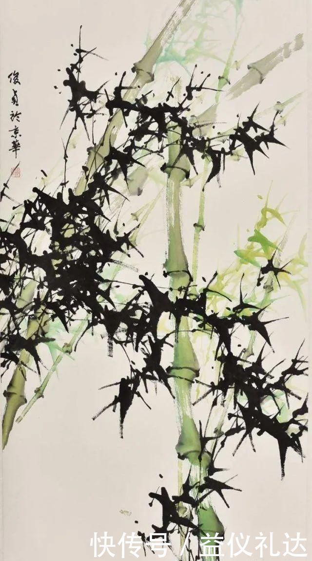 竹子@国画中竹显气节,其画法并不局限于水墨,彩墨竹子别有韵味