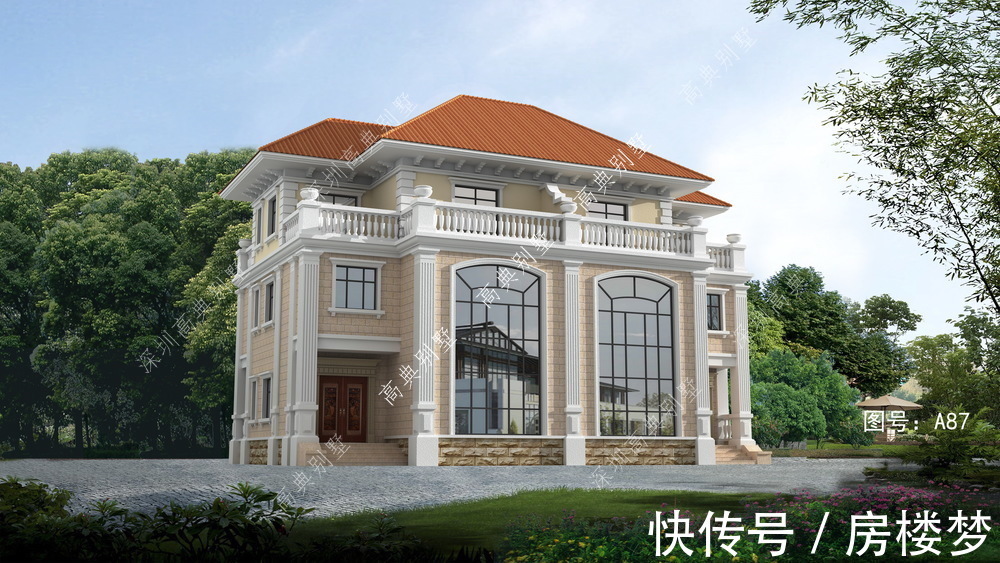 别墅|这款三层欧式双拼别墅,户型方正对称,适合乡村自建房。