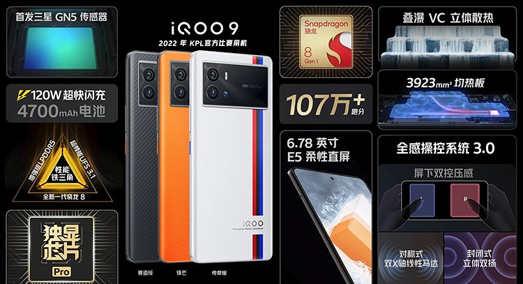iqoo|iQOO 9系列发布：全系骁龙8处理器和120W快充，售价3999元起