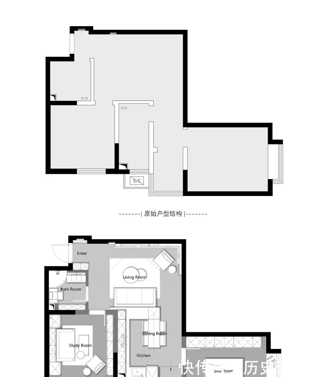 黑白灰|77平两居室户型,现代简约风,时尚又实用(附平面图)
