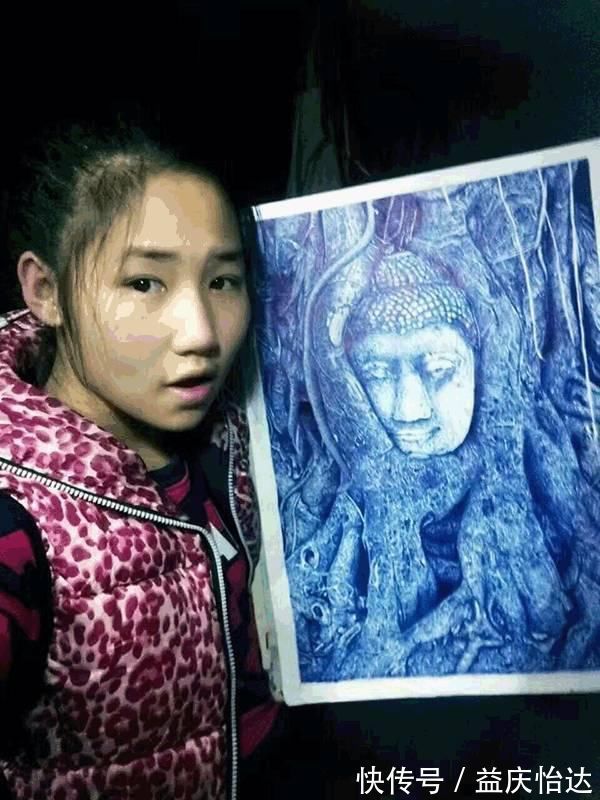 盼望!一位15岁的小姑娘,没有任何绘画基础,却画出了令人感动的圆珠笔作品!
