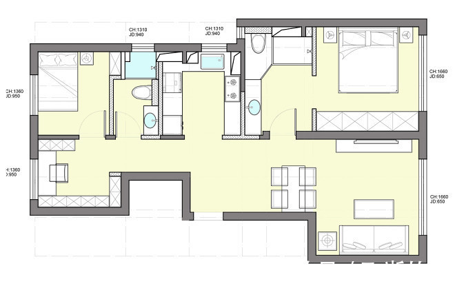 现代|新婚夫妻57㎡的 现代风格之家