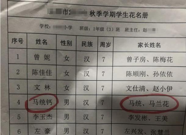 马统钙|孩子叫“马统钙”,看完父母名字后,网友:不是一家人不进一家门