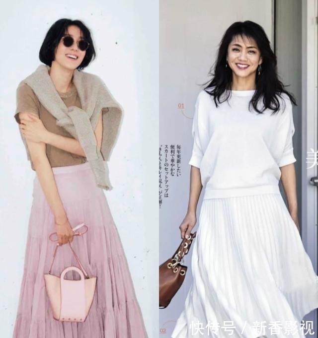 半身裙|50多岁的女人,别总穿阔腿裤!学学日本主妇的穿搭,减龄又显气质