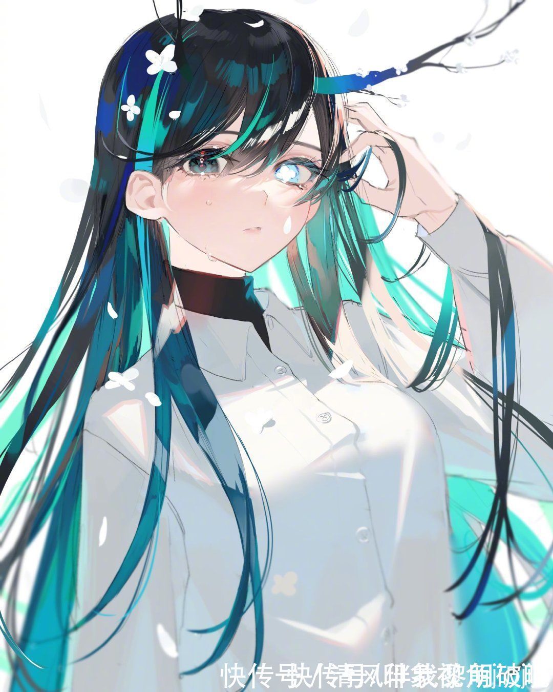 深蓝色@深蓝色瑰丽梦幻的少女插画，对于眼睛的刻画绝了