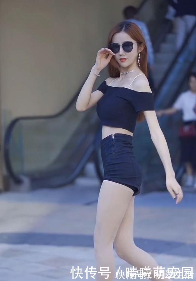 自信|短裤时尚上衣搭配高腰短裤,明艳端庄,潇洒自信