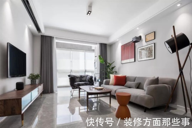 谷仓门|77平北欧风两室设计,蓝色墙面过渡+黄色的古仓门这配色很时尚