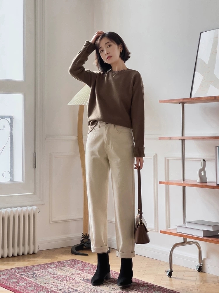 半身裙|30+女性秋后降温怎么穿?毛衣针织衫配牛仔裤高级减龄,温柔优雅