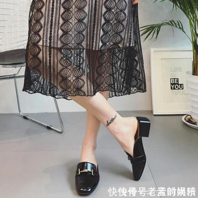 鞋子 方头粗跟鞋,穿着舒服走路更加稳固不崴脚