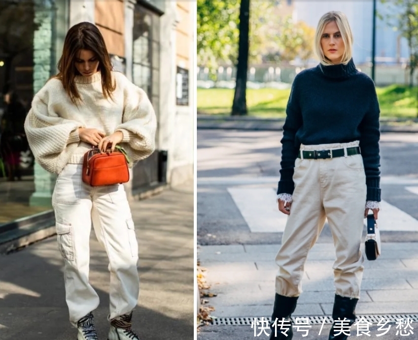 紧身裤 针织衫+高腰裤=开春的王炸组合,这么穿气质绝了!