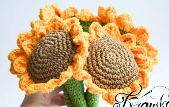 毛线钩针编织向日葵合集,DIY手工编织附图解教程