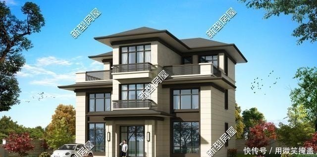 占地面积|农村别墅怎么盖才好看挑空客厅+套卧,这8套图纸25万起建!