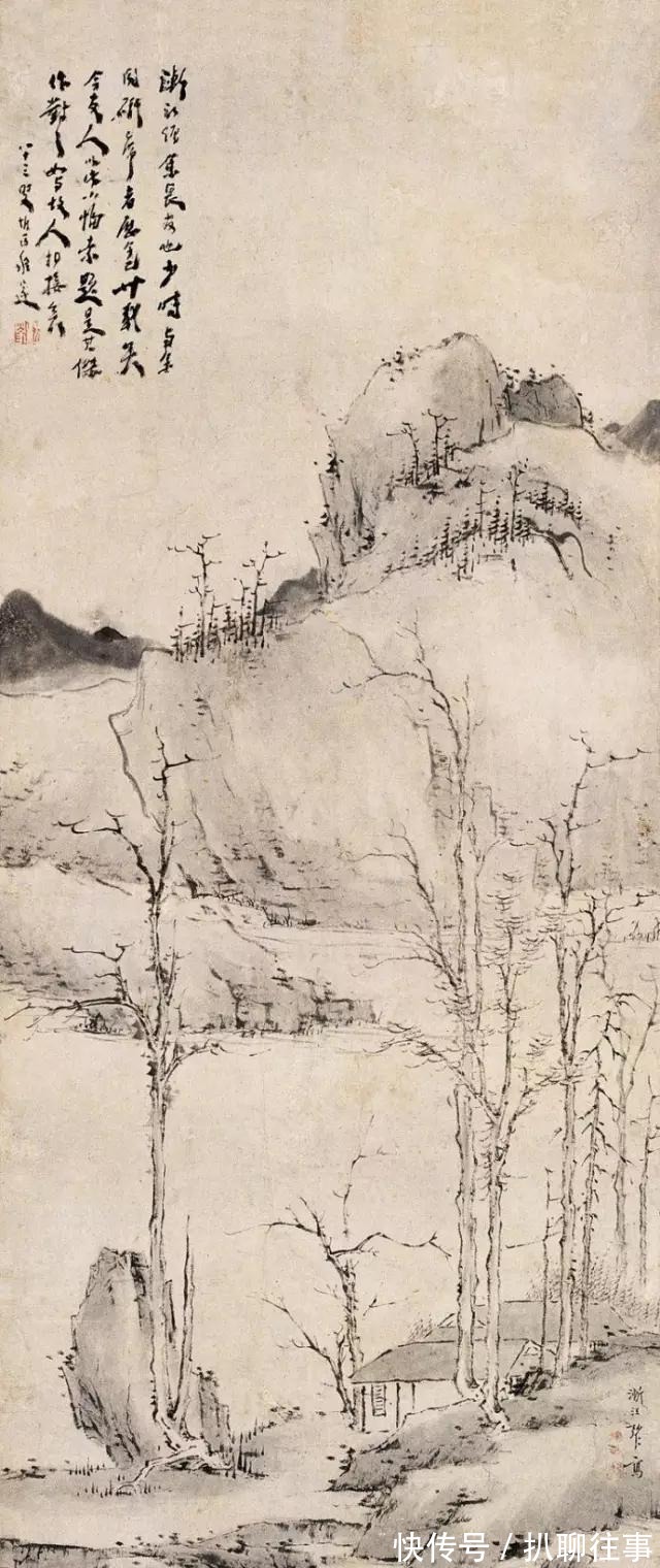 水墨纸本|清初四大画僧笔下的意境山水,不只是养眼