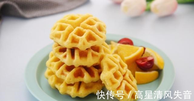 南瓜块|自制华夫饼,搭配了南瓜,好看又好吃!