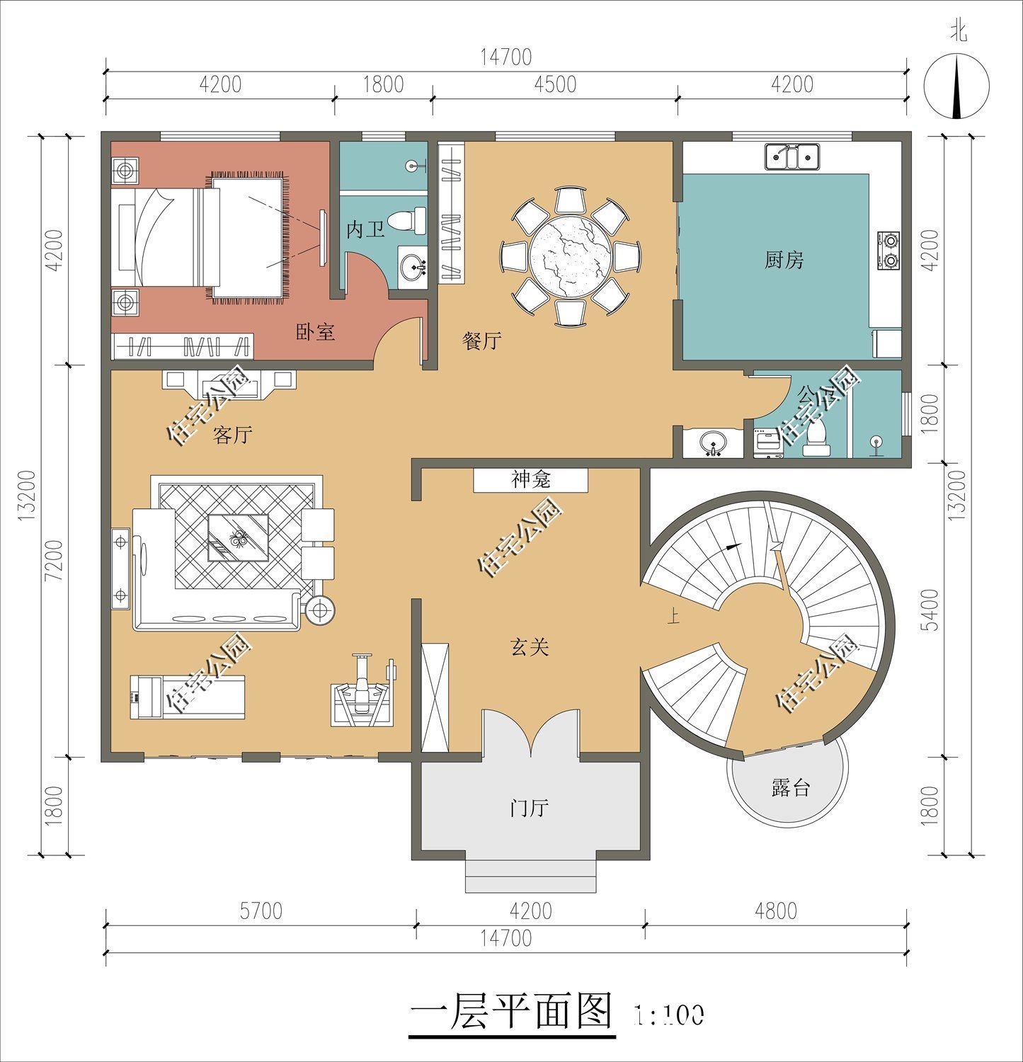 托斯卡纳|14×13米托斯卡纳住宅，外观都这么好看了，没想到室内更霸气
