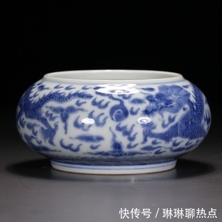 水洗#清 青花龙纹水洗、青花发色好