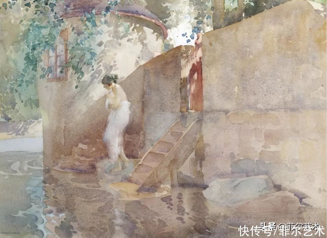 艺术家|苏格兰艺术家弗林特的女子水彩画，美轮美奂