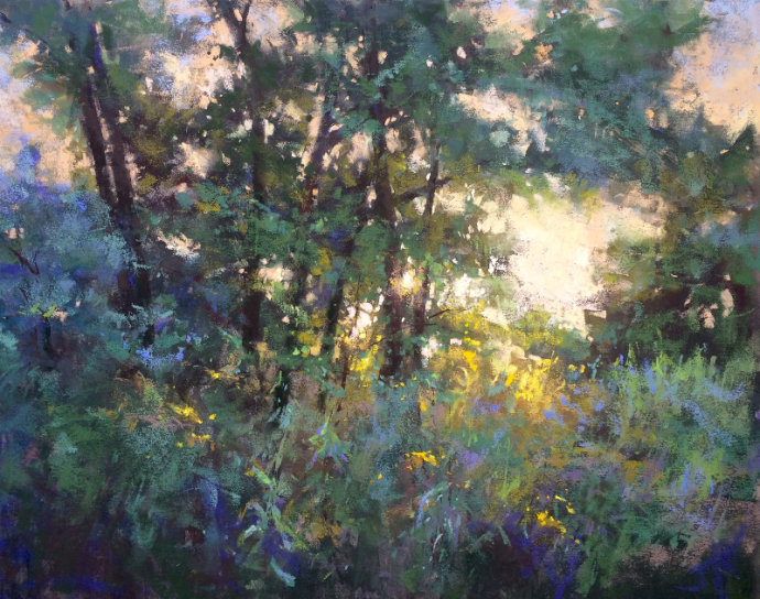 美国#美国艺术家阿奎尔柔和的风景油画,画里充满了阳光温馨美好