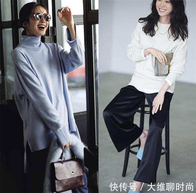  女人|40岁女人穿毛衣，不要被紧身毁身材，试着穿宽松才显高级与优雅