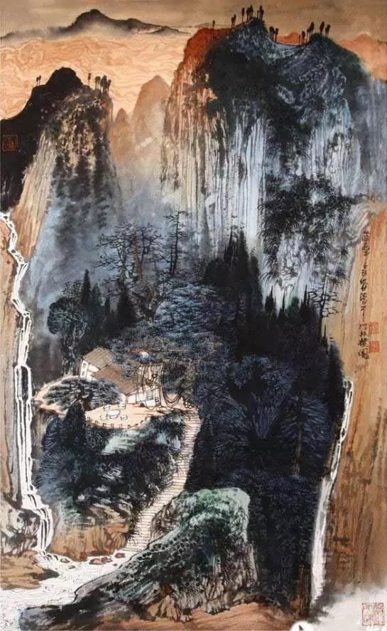 山水画$“江南鬼才”笔下的工笔山水画,色彩丰富,太震撼了!