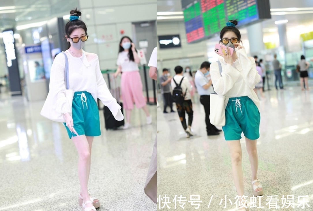 穿搭|陈小纭的打扮有点甜度超标,扎双马尾配T恤,还跟小孩子一样