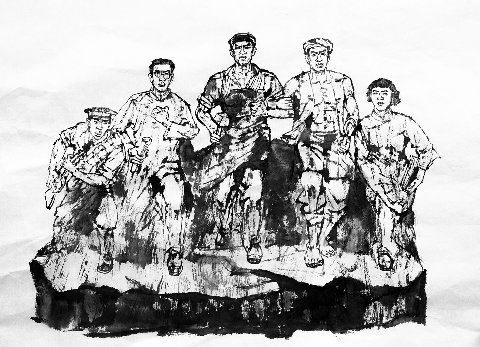 红色|燃!手绘“红途”水墨创意动画,带你穿越百年征途