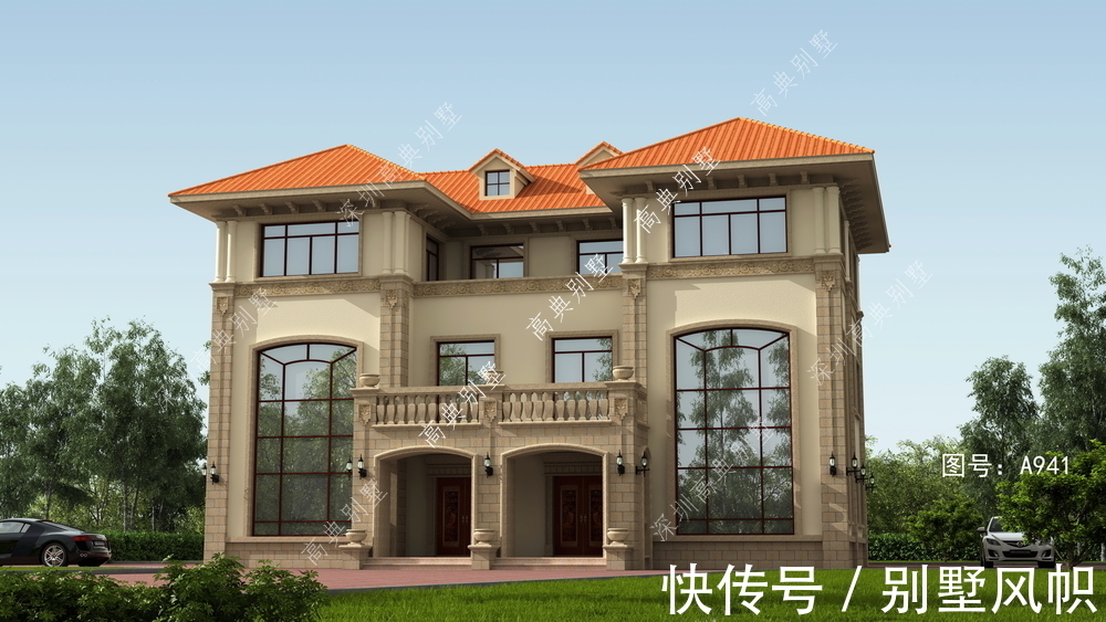 双拼别墅|欧式双拼别墅，适合两兄弟建造，符合大部分朋友的审美。