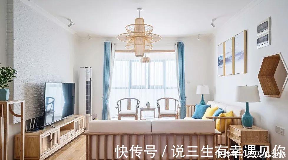 齐家栗子|135平四居室，原木中式风格，文化石电视墙，又增添了些野性美