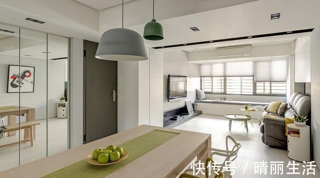 卫生间|坚持简装不乱买,96㎡清爽明亮客厅打一排地柜,看完忍不住夸赞