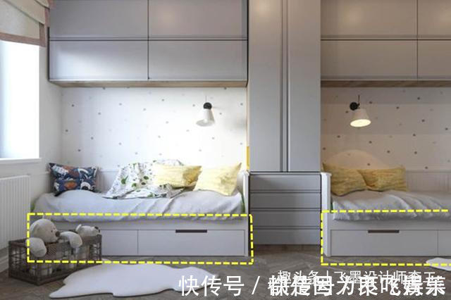 二胎|家有二胎别做上下铺,一个柜子分成2张床,上方打个吊柜完美收纳