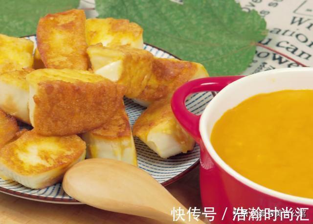 刀切馒头|脆皮馒头搭配南瓜牛奶羹,好吃的营养早餐,甜香味美,孩子特爱吃