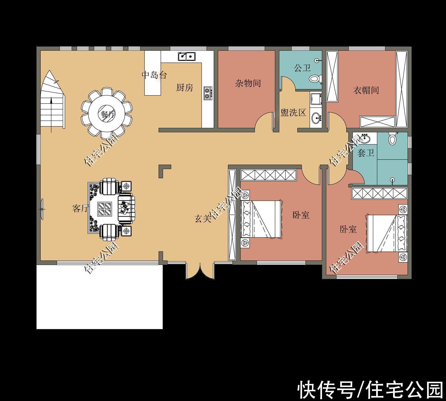 户型|15套挑空客厅户型，专为农村老百姓设计，2021年这样建房面子十足