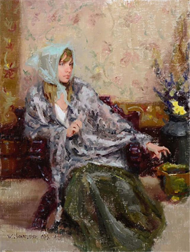 学生$在绘画的道路上，他认为自己永远是一个学生