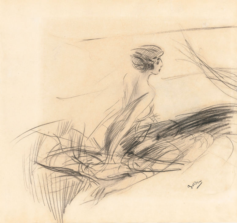 画家@意大利印象派画家乔瓦尼·博尔迪尼(Giovanni Boldini)素描手稿