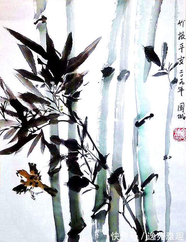 纸本设色#「画作欣赏」岁华绘花又绘鸟,时光爱鸟更爱人,余国城画作欣赏