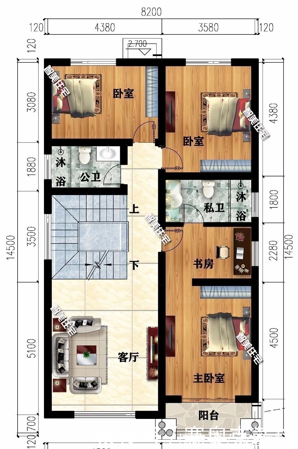 户型|面宽8米左右的两栋简欧别墅,室内都很通透,户型一造价极低