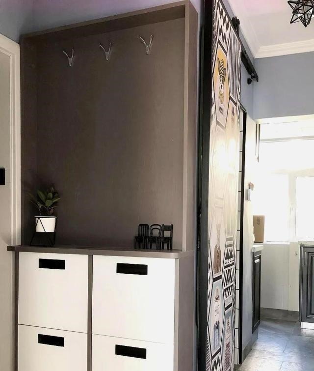 鞋柜|56㎡小户型经过专业设计,一家三口都有自己独立的生活空间!