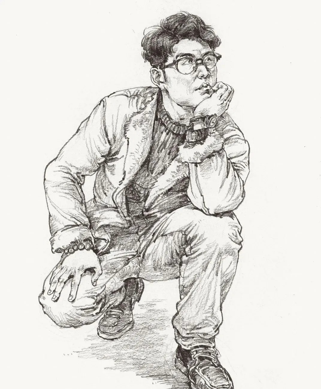 衣褶$你画的蹲姿动态速写是不是很容易“扑街”?