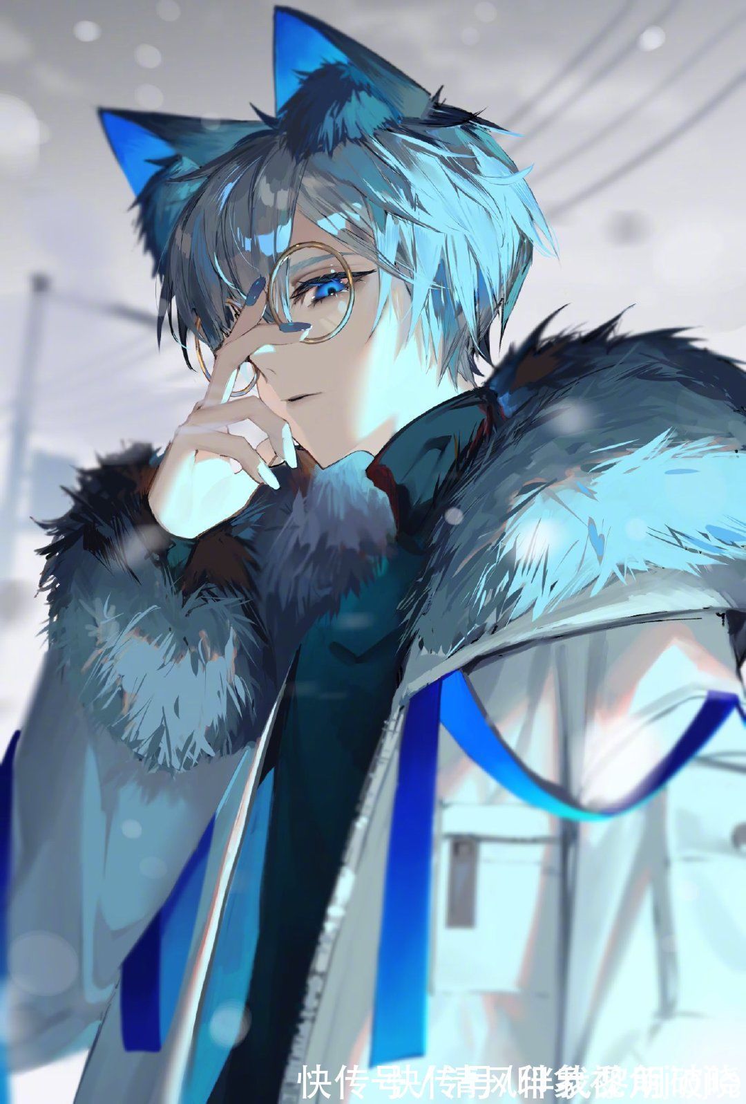 深蓝色@深蓝色瑰丽梦幻的少女插画,对于眼睛的刻画绝了