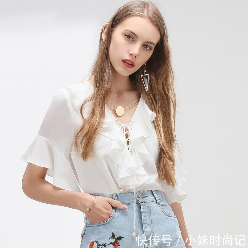 蕾丝 简约干练雪纺衫,尽显职场女神范