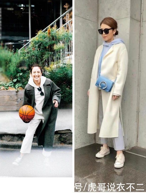 穿大衣别总搭毛衣了，卫衣才是“神仙搭档”，时髦休闲关键不挑人