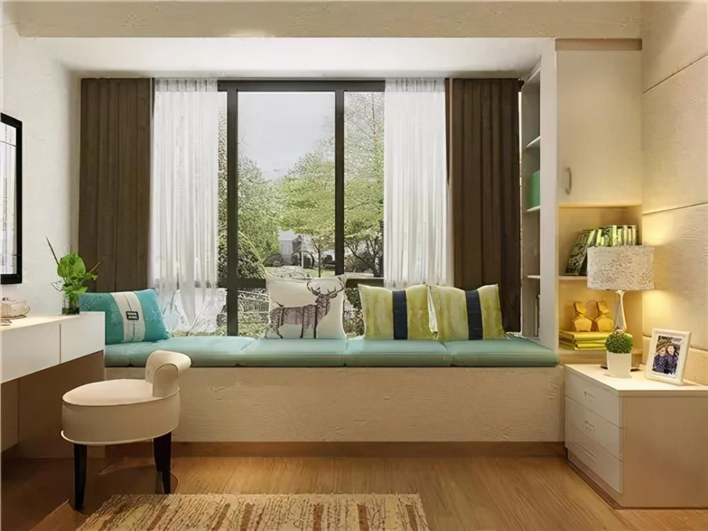 地柜|卧室飘窗空间别再浪费了,这样设计衣柜、书桌都有了,2平当4平用