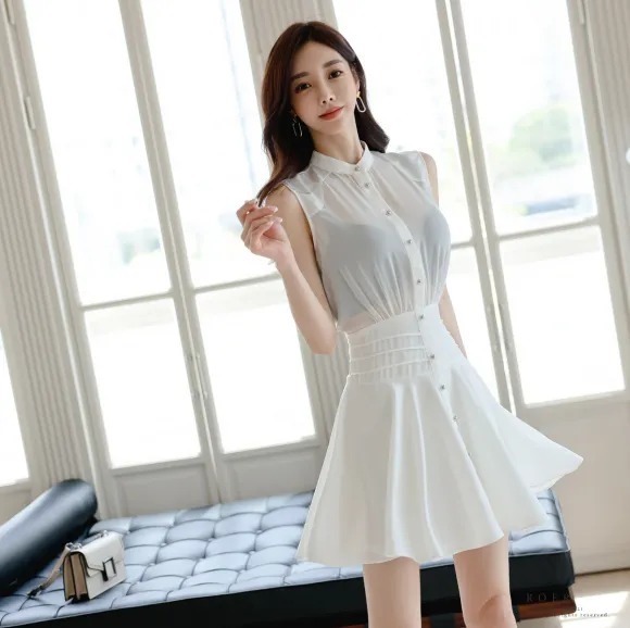 梦幻牛奶萱白无袖衬衣裙|美图欣赏:孙允珠,光曦梦幻牛奶萱白无袖衬衣裙
