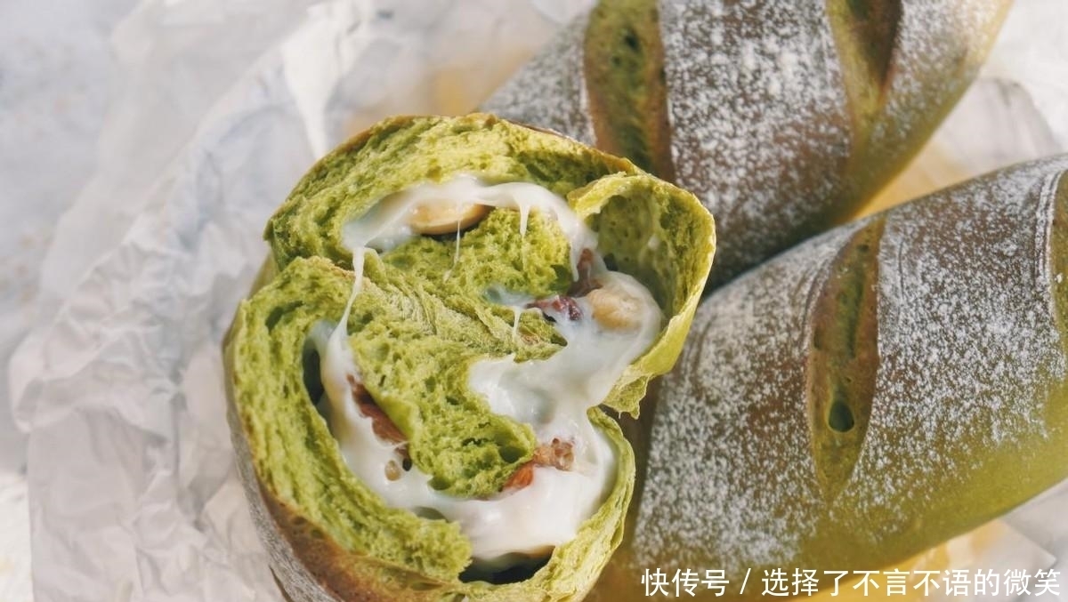 这款抹茶麻薯软欧,简单好做,满满坚果馅,好吃还不腻
