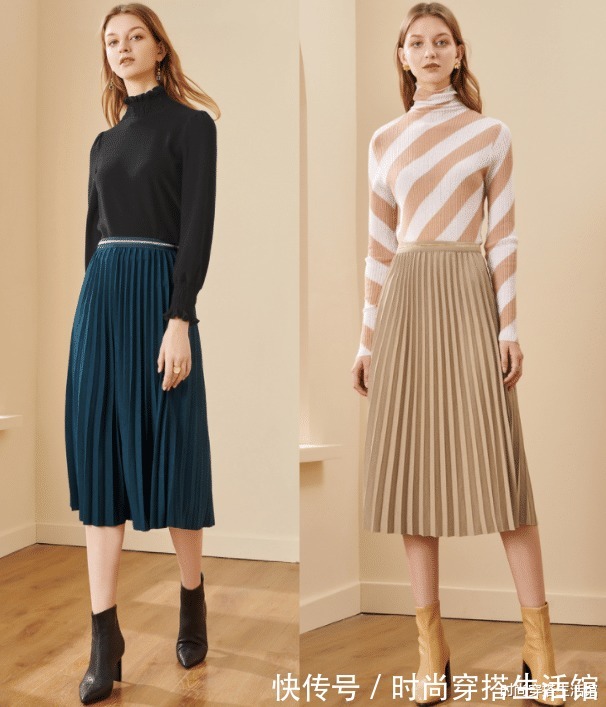 碎花裙|秋天不一定要穿黑白灰,试试“毛衣+半裙”,轻松穿出时髦感