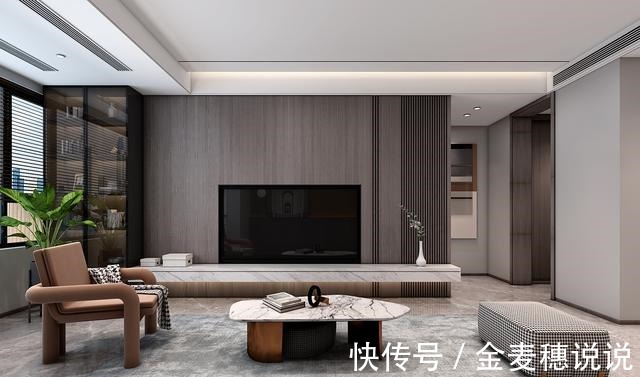 客餐厅|97㎡现代风格三居室，去繁就简，现代时尚中融入轻奢格调！